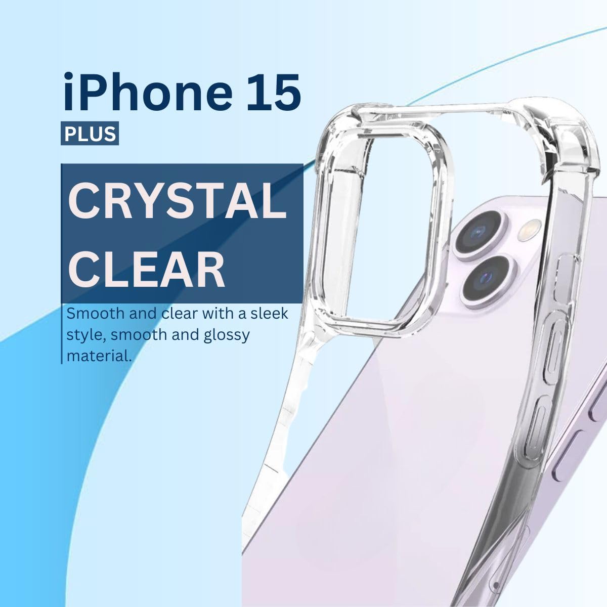 UOYOU 3-in-1 Clear Transparent Case for iPhone 15 Plus with HD Glass Screen Protector and Camera Lens Protector for iPhone 15 Plus - Image 2