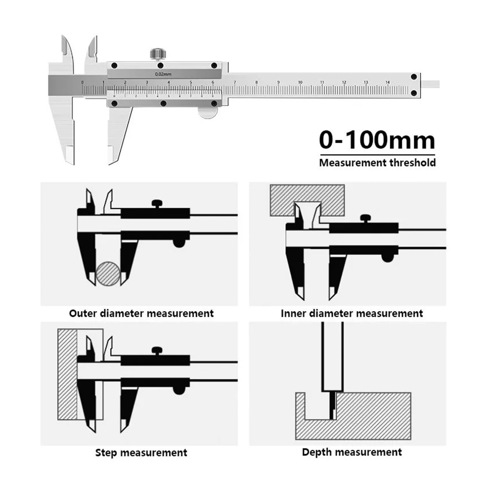 suwmiarka cyfrowa, Zakres pomiarowy 0-100 mm. Dokładność 0,02