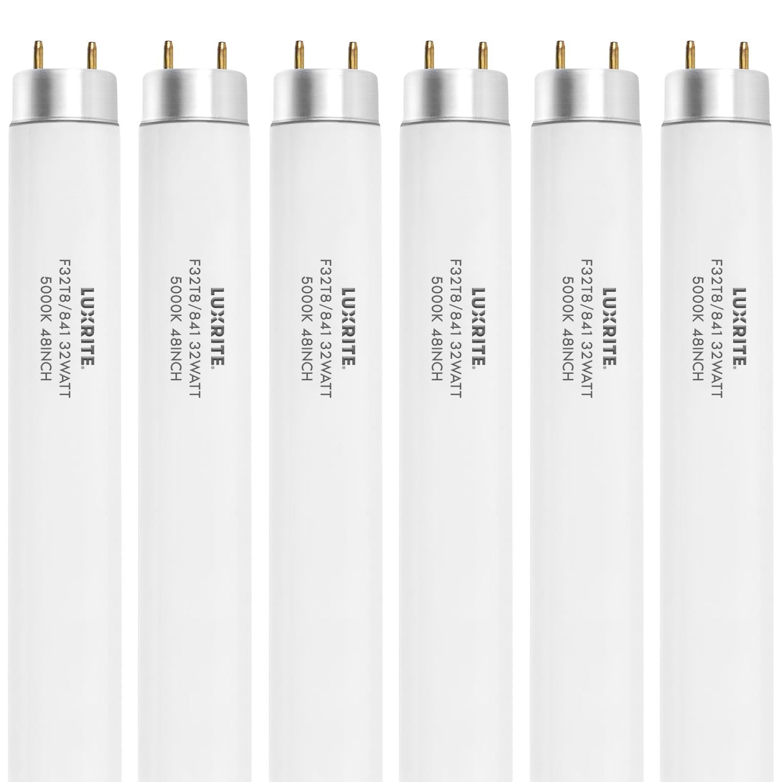 LUXRITE 48 Inch T8 Fluorescent Tube Light Bulb, F32T8/850, 32W, 5000K Bright White, 2800 Lumens, G13 Medium Bi-Pin Base, 4-Pack