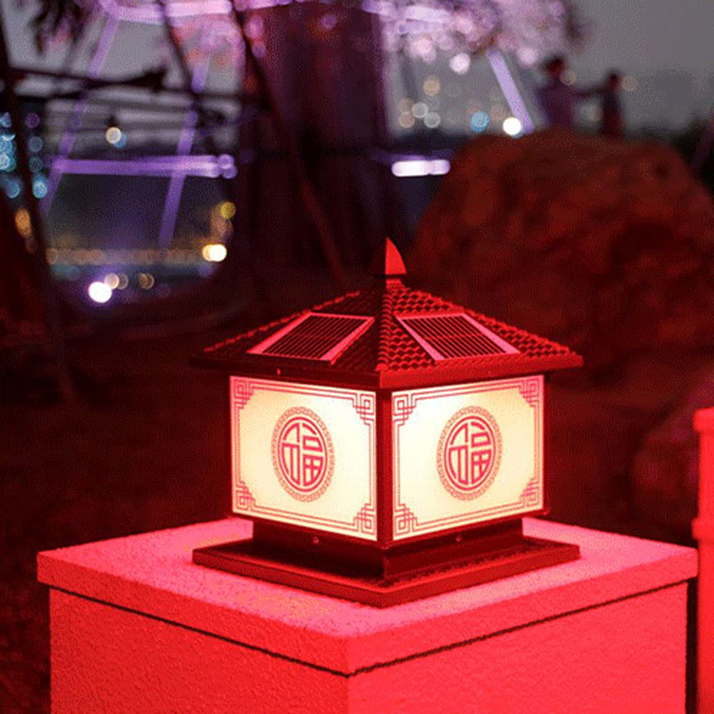 Lampa słupa słonecznego kwadratowa aluminiowa lampa ogrodzeniowa do bramy na zewnątrz ogród willa dziedziniec lampa filarowa retro odlewana ciśnieniowo lampa kolumnowa na taras ganek