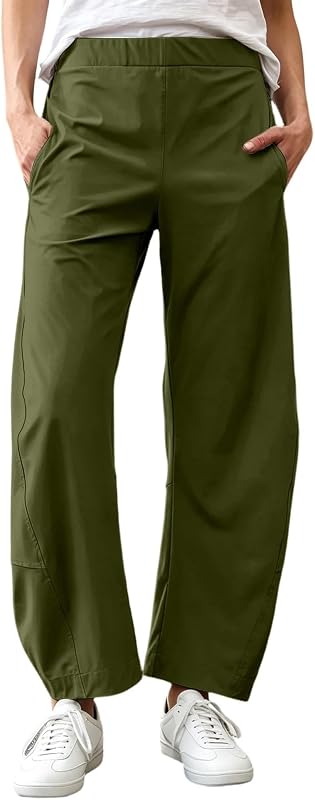 Ladies Drying Curved Knife Pants Elastic Waist Comfortable Trousers