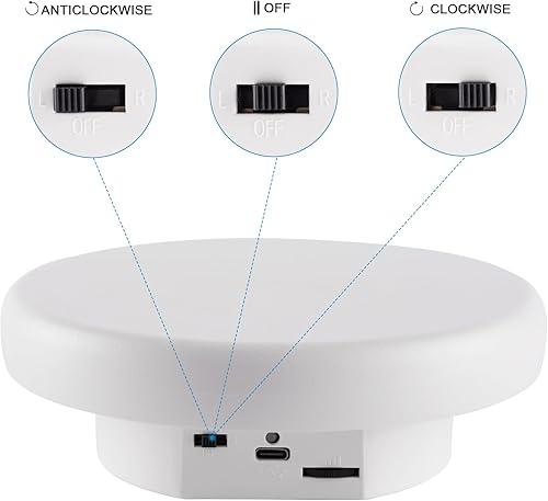 Miniatura 69 de Soporte de exhibición giratorio motorizado, carga de 5 pulgadas/11 libras, plataforma giratoria de 360° para relojes de joyería, modelos 3D, pastel