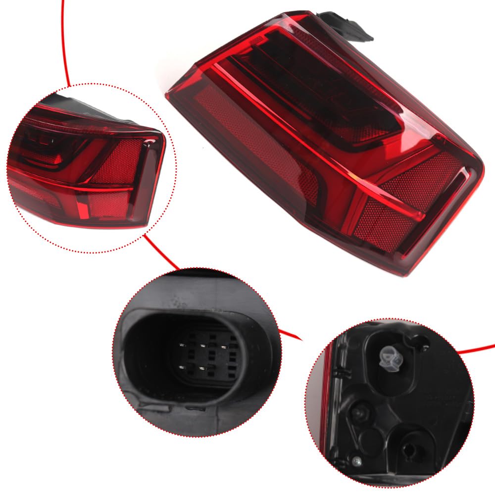 Riloer Luce per rimorchio a LED, set di luci per rimorchio con indicatore di direzione e luce di stop, compatibile con Audi A6 C7 Berlina (facelift) 2015-2018, destra