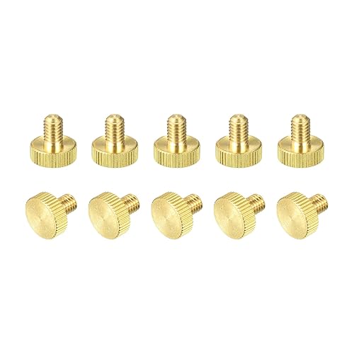 Miniatura 90 de uxcell Tornillos moleteados para pulgar, pernos planos de latón M6x10mm, perillas de agarre para PC, electrónico, mecánico, 5
