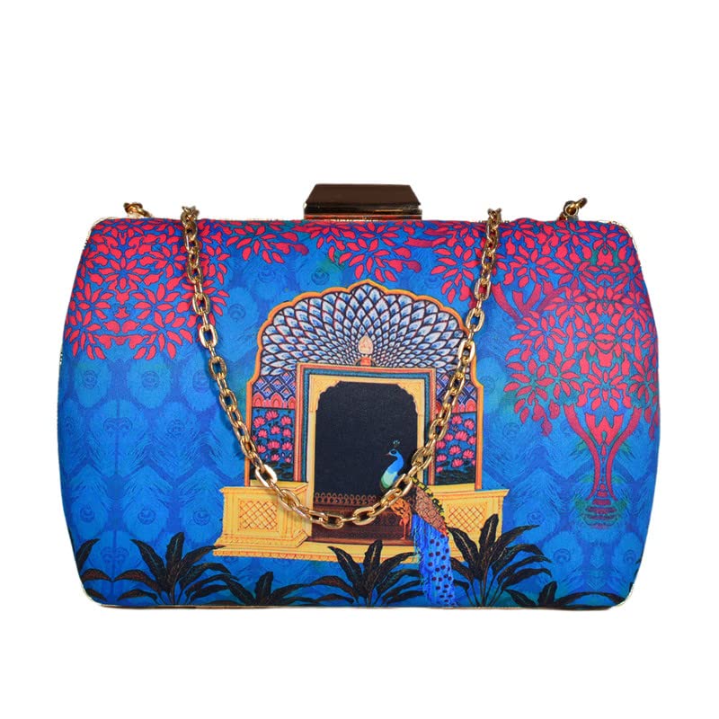 Printed Clutch bag for women With Detachable Chain Sling Strap-image-6