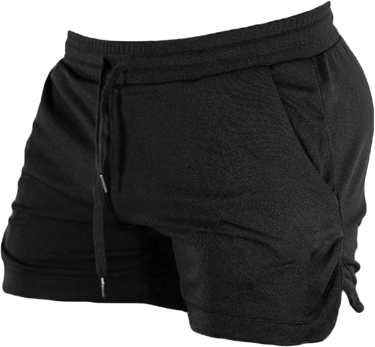 Maiyifu-GJ Men's Casual Bodybuilding Gym Shorts Workout Training Quick Dry Short Pants Lightweight Fitness Exercise Shorts (Black,Large)