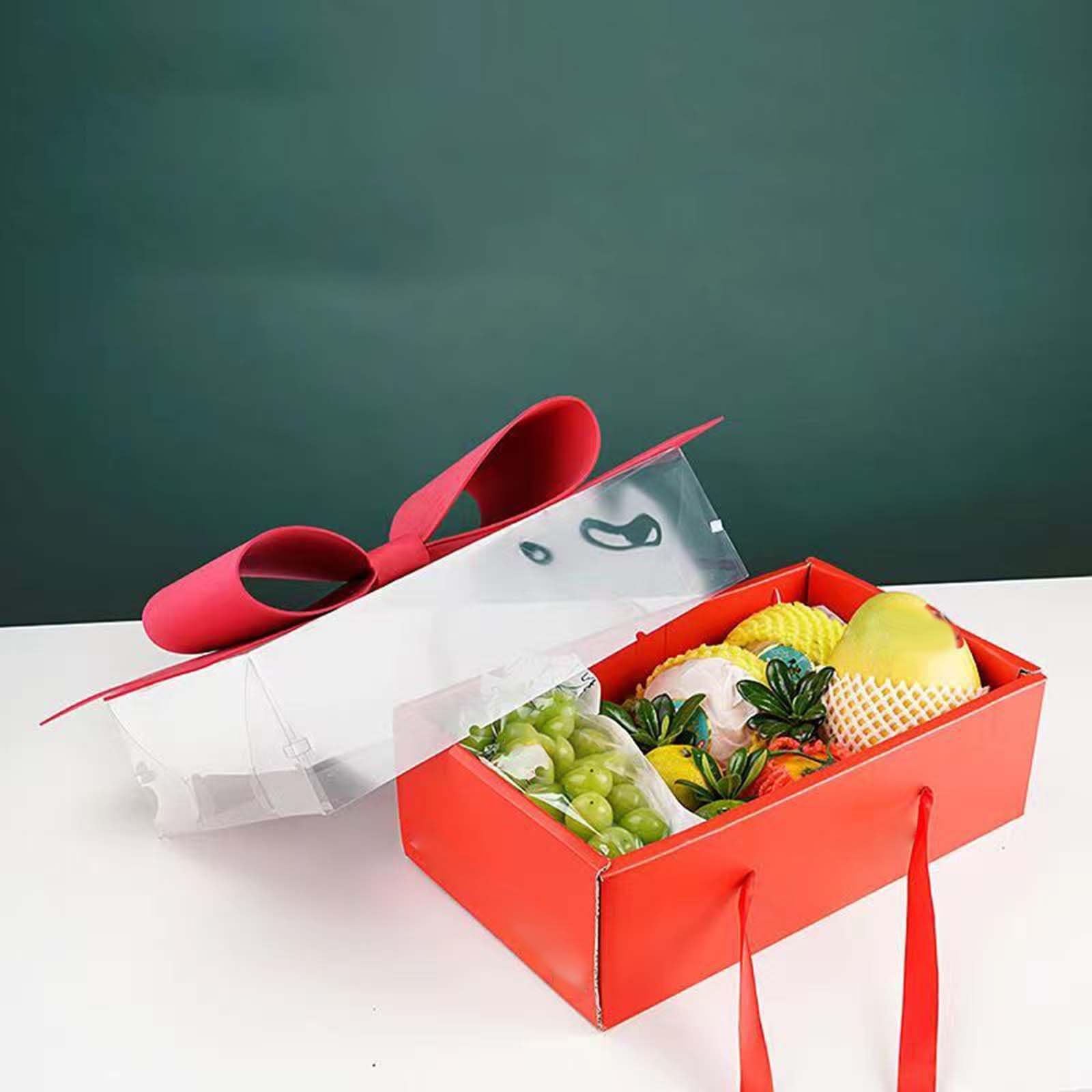 Confezione Regalo con Fiocco Grande 5 Pezzi con Manico, Scatola Regalo con Fiocco Rosso Scatola Regalo con Fiori per, Natale, Matrimonio, Compleanno, Festa, Bomboniera