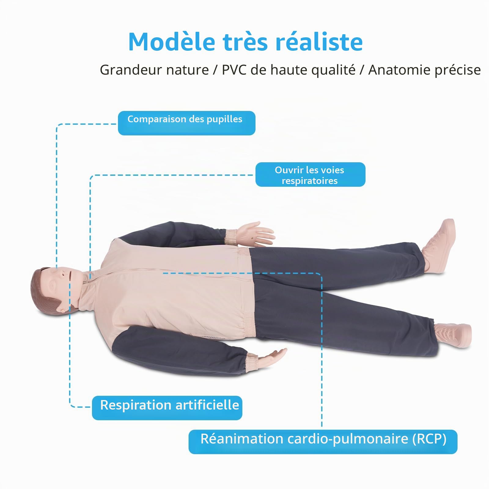 Mannequin de Rcp Adulte, Professionnel Mannequin Rcp de Formation, Secourisme Mannequin de Formation avec Sac de Transport Pour Formation Aux Premiers Secours