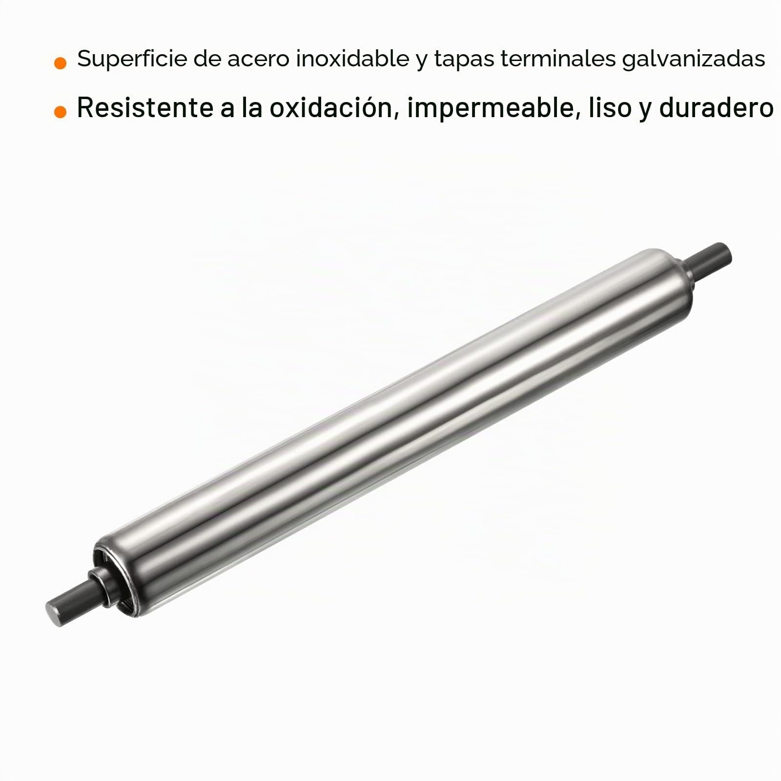 PATIKIL Transportador Rodillo 1" Diámetro 8" Longitud, 2 Paquete Inoxidable Acero Gravedad Transmisión Reemplazo Pieza Galvanizado Extremo, Plata