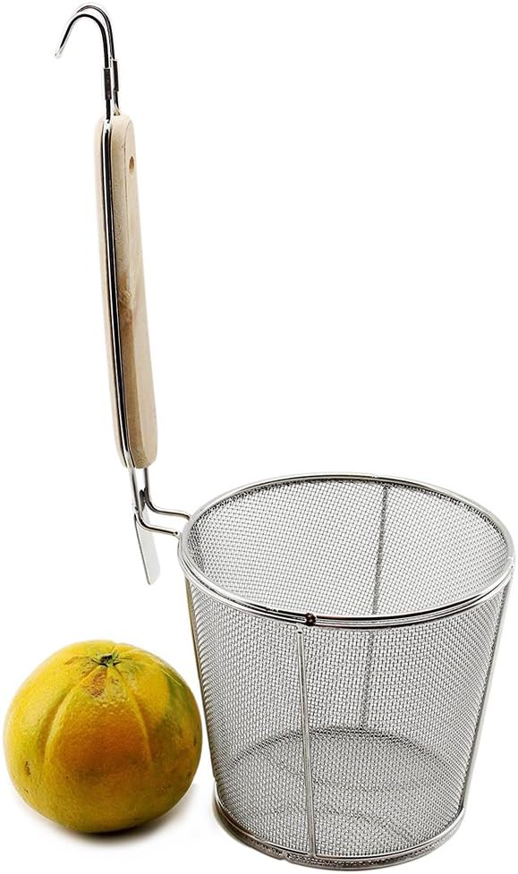 Large Flat Cylinder Wok Strainer Colander Fry Basket