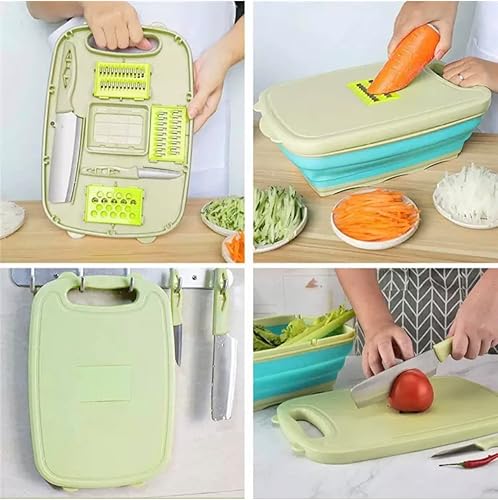 Miniatura 4 de Tabla de cortar plegable 2023 multifuncional para cortar carne, frutas, verduras, tabla de cortar 9 en 1 hace la vida fácil contenedor de