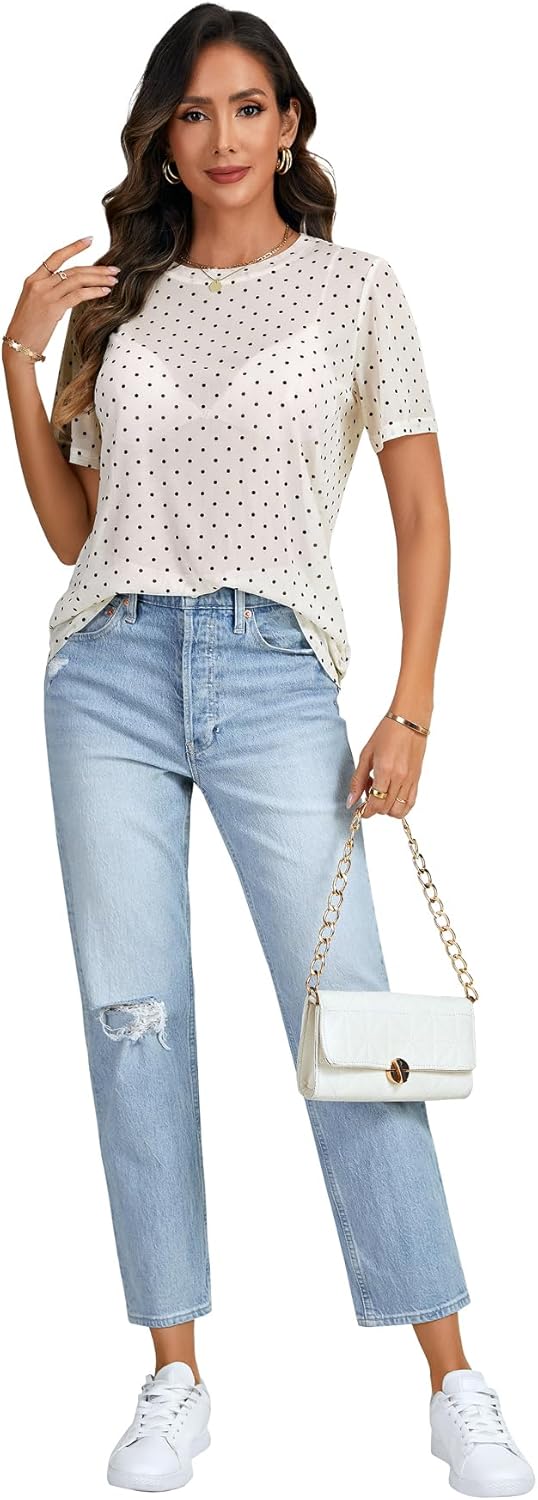 Rooscier Women's Sheer Mesh Short Sleeve Round Neck See Through Sexy Blouse Shirt Top - Image 6