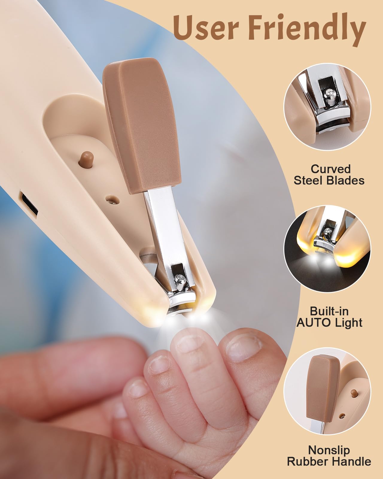 Lictin Lima elettrica per unghie 15 in 1 lima per unghie elettrica per bambini, lima per unghie elettrica con luce, lima per unghie per bambini elettrica con 10 testine abrasive, kit per la cura delle