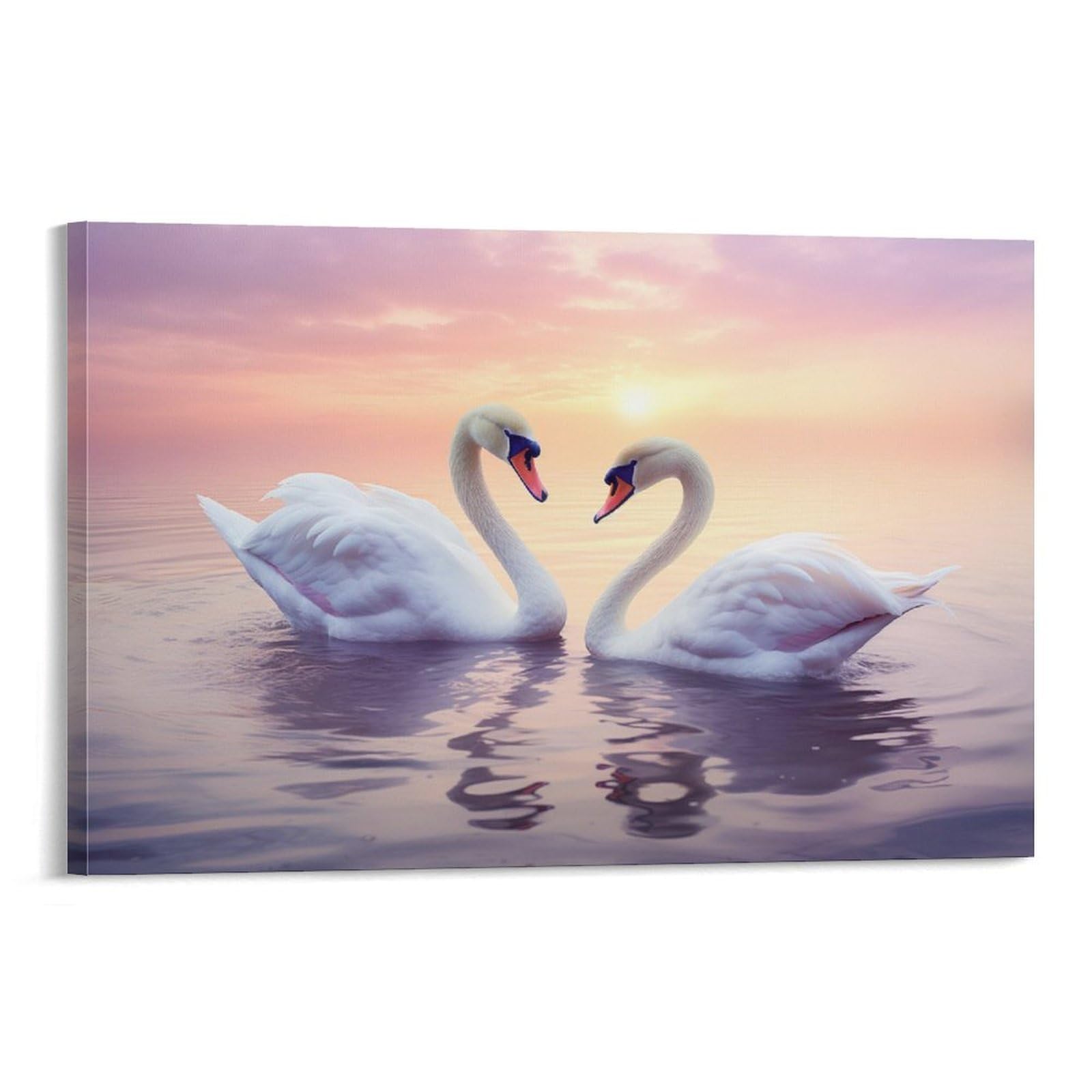 Foccar Frame-Style-2 Canvas Wall Art Gorgeous Swan Love Wall Decorations For Living Room Modern Animal Loving Landscape Hang Pictures Wall Artwork