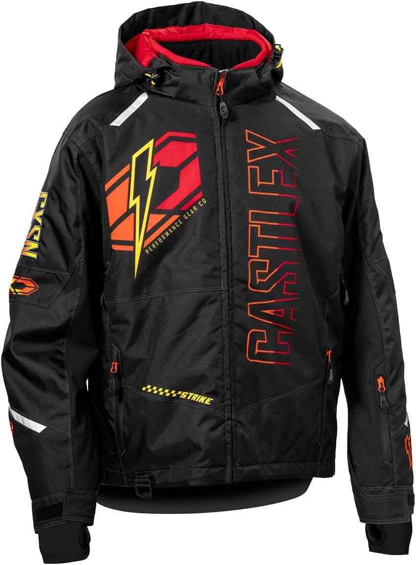 Castle X Men's Strike G6 Snowmobile Jacket (Black/Red/Orange - Large)