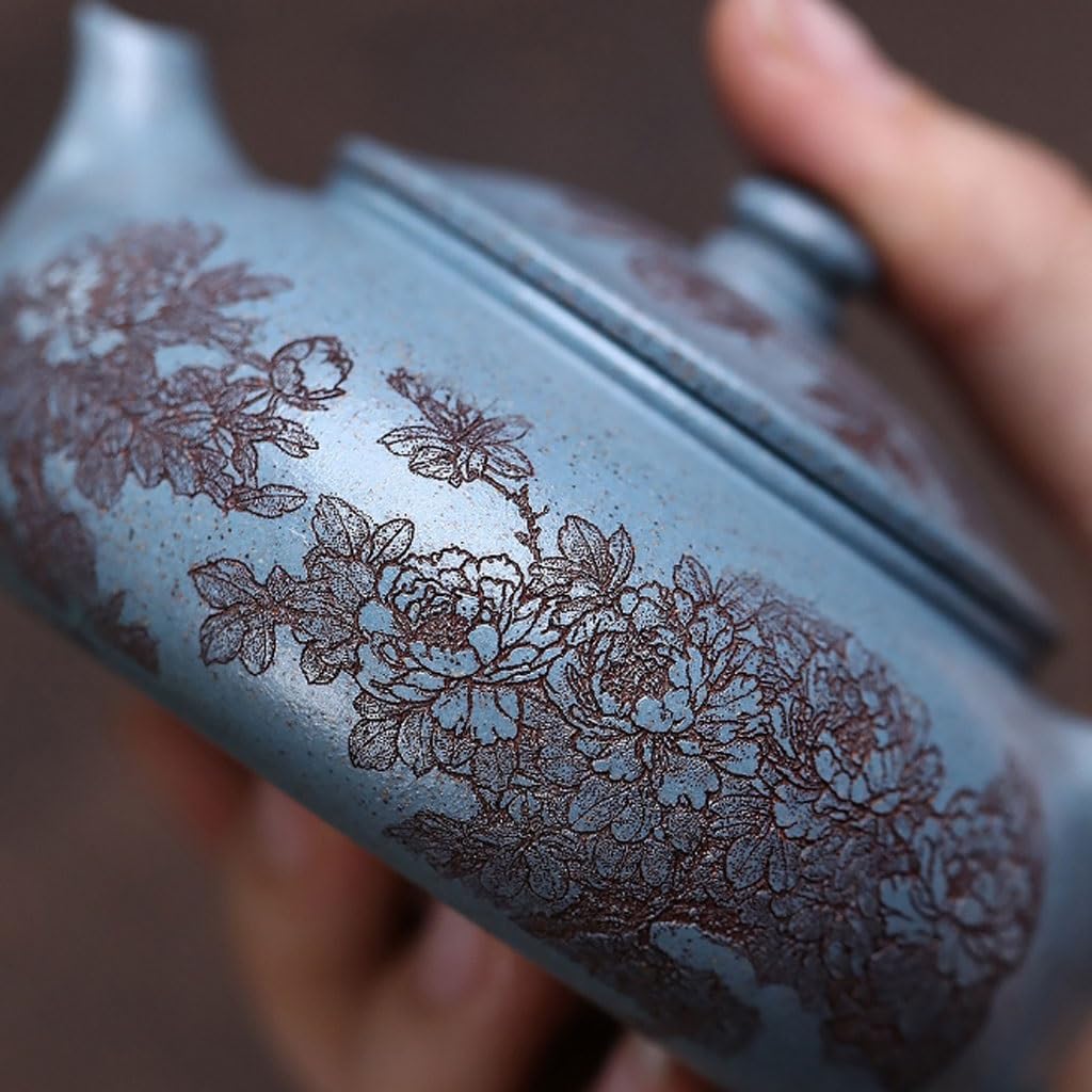 Tetera Infusiones Tetera Original De Arcilla Azul Zafiro Tallada A Mano, Infusor Té For Salón Teapot