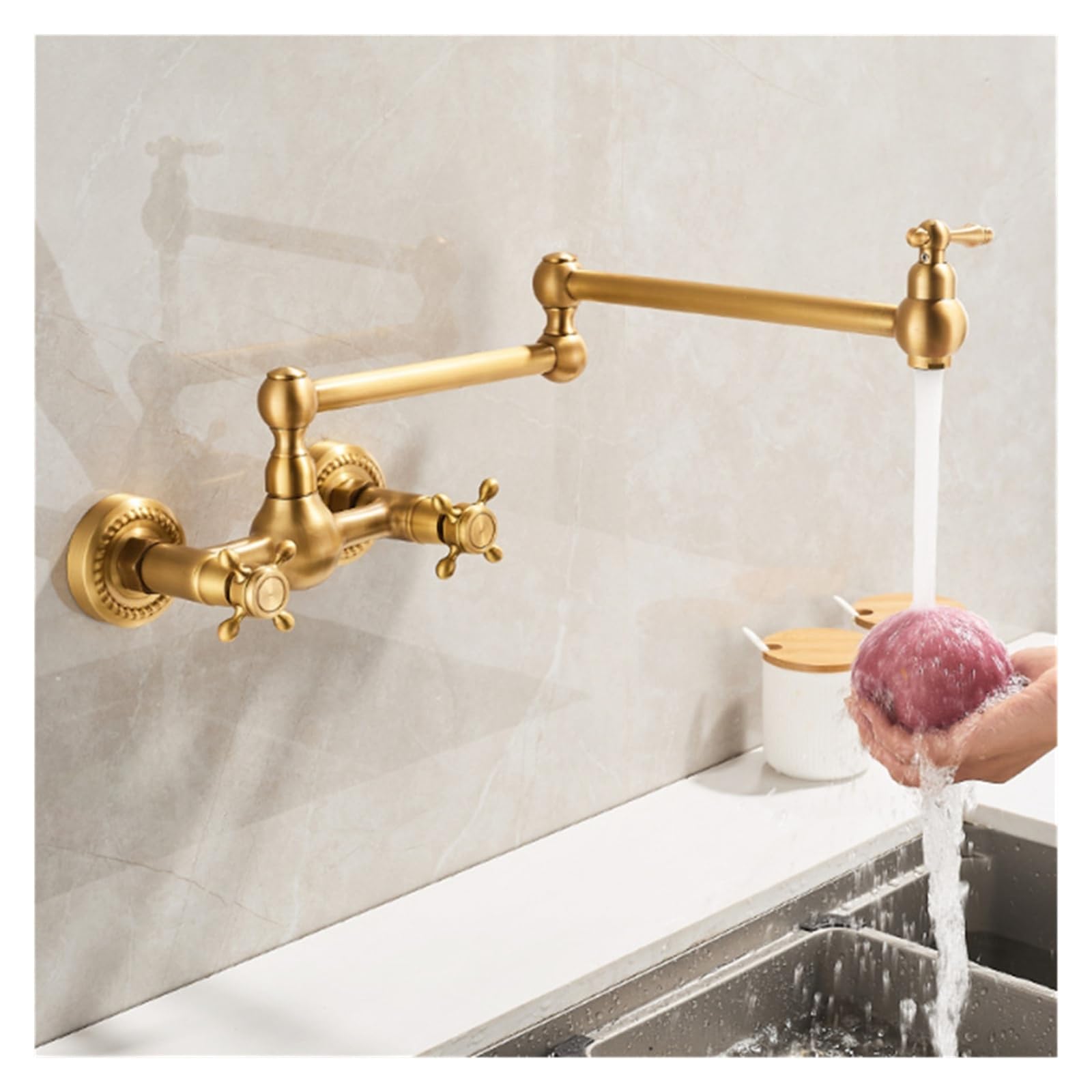 Grifos mezcladores para Fregadero ollas de Cocina Antiguos Plegables Pared Agua fría y Caliente con caño Giratorio Plegable cepillados la mayoría Las situaciones (antigüedades).