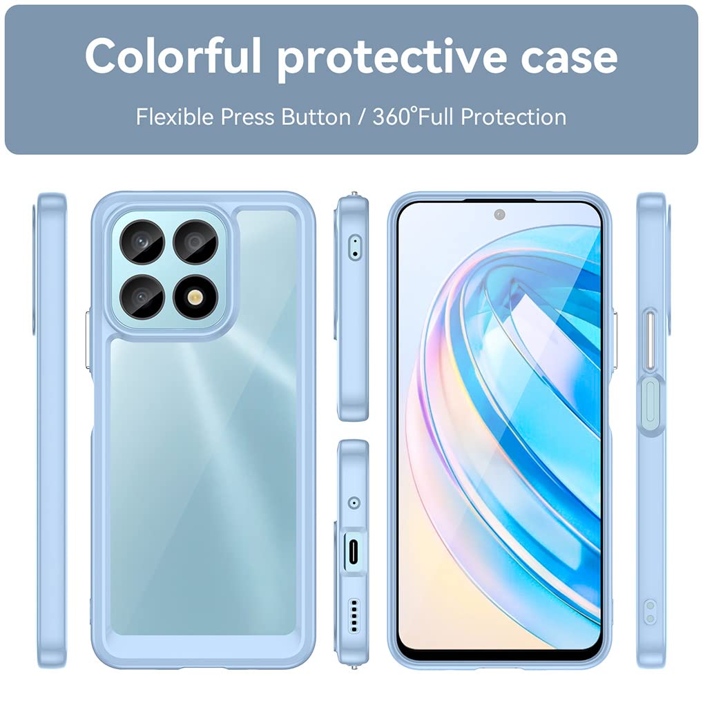 HAOYE Cover per Honor X8a Cover, Hybrid Cornice in TPU + Rugged PC [Doppio Strato] 2 in1 Protective Case, Trasparente Back Cover Custodia Bumper. Nero