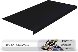 Extra Large Silicone Mats for Crafts with "Edge Protection" – Silicone Table Mat – Multipurpose Heat Resistant Silicone Mat – No Folds or Wrinkles – 1.4mm Thick, 36"x24", Black