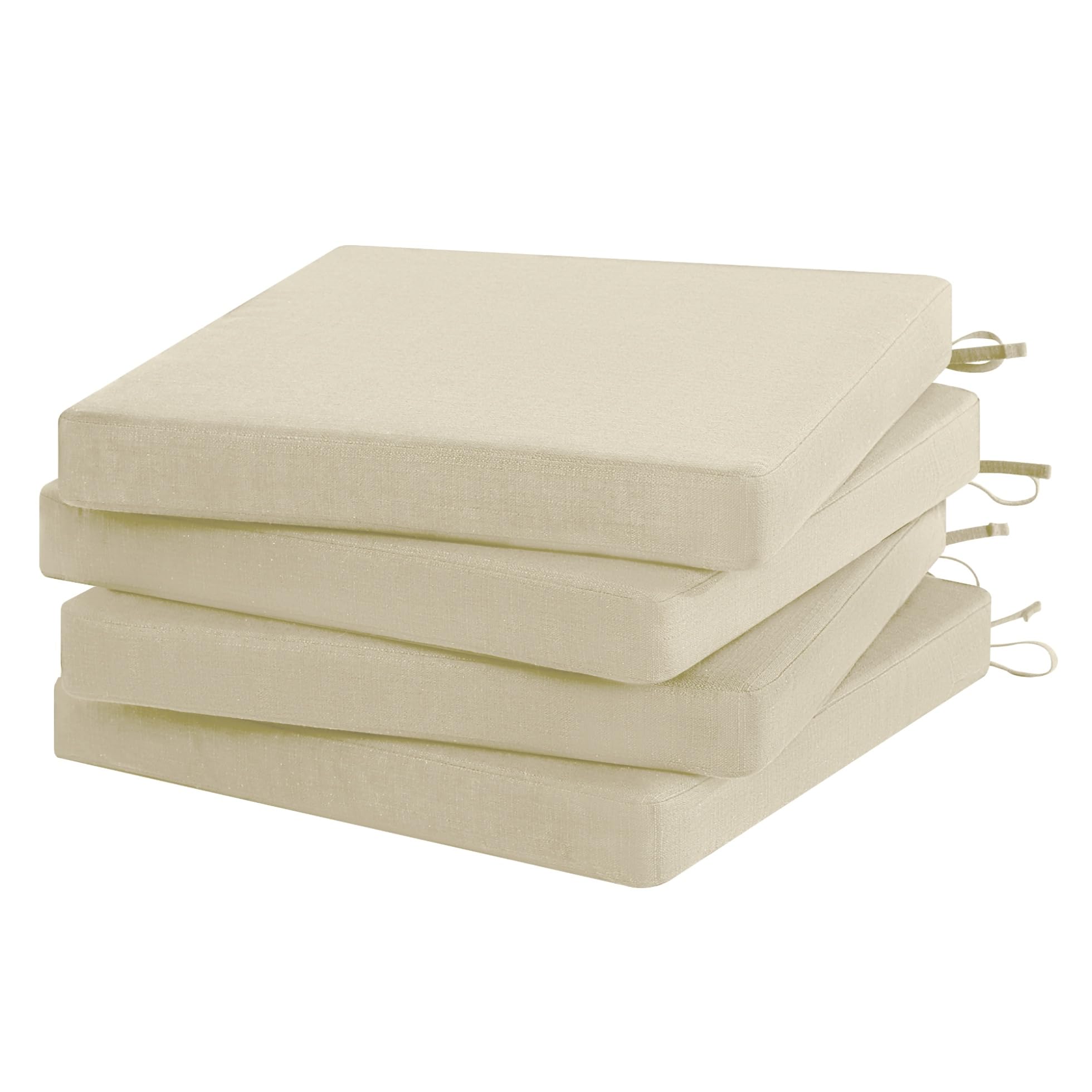 Photo 1 of Favoyard Outdoor Chair Cushion Set of 4 Rainproof & Color Fade Resistant 19 x 19 x 2 in Square Corner Patio Furniture Cushions with Waterproof Hidden Zipper Attach Ties for Dining Table Chairs Seats