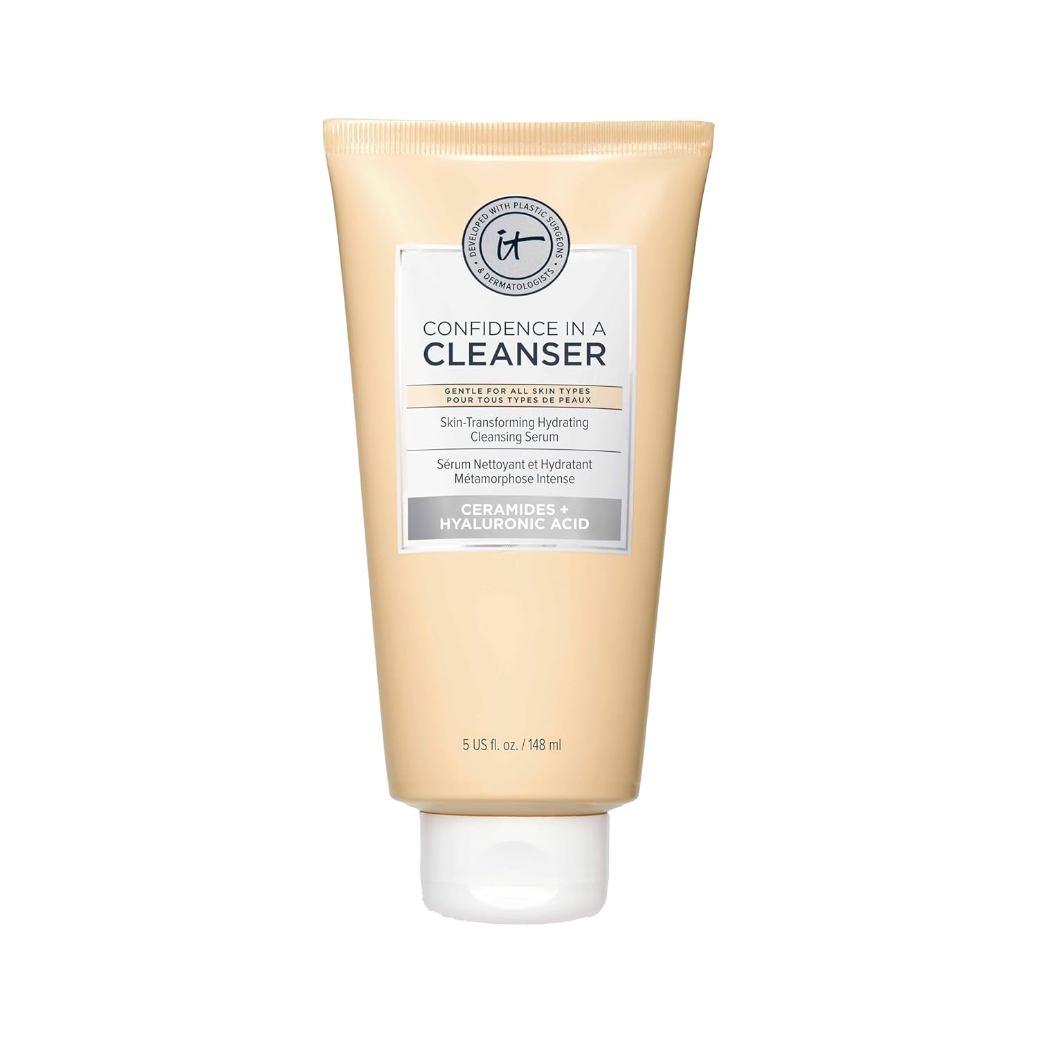 IT Cosmetics Confidence in a Cleanser – Hydrating Serum Foaming Face Wash With Hyaluronic Acid & Ceramides, Gentle Makeup Remover, Skin Barrier Support, Non-Stripping, Sulfate-Free, For All Skin Types