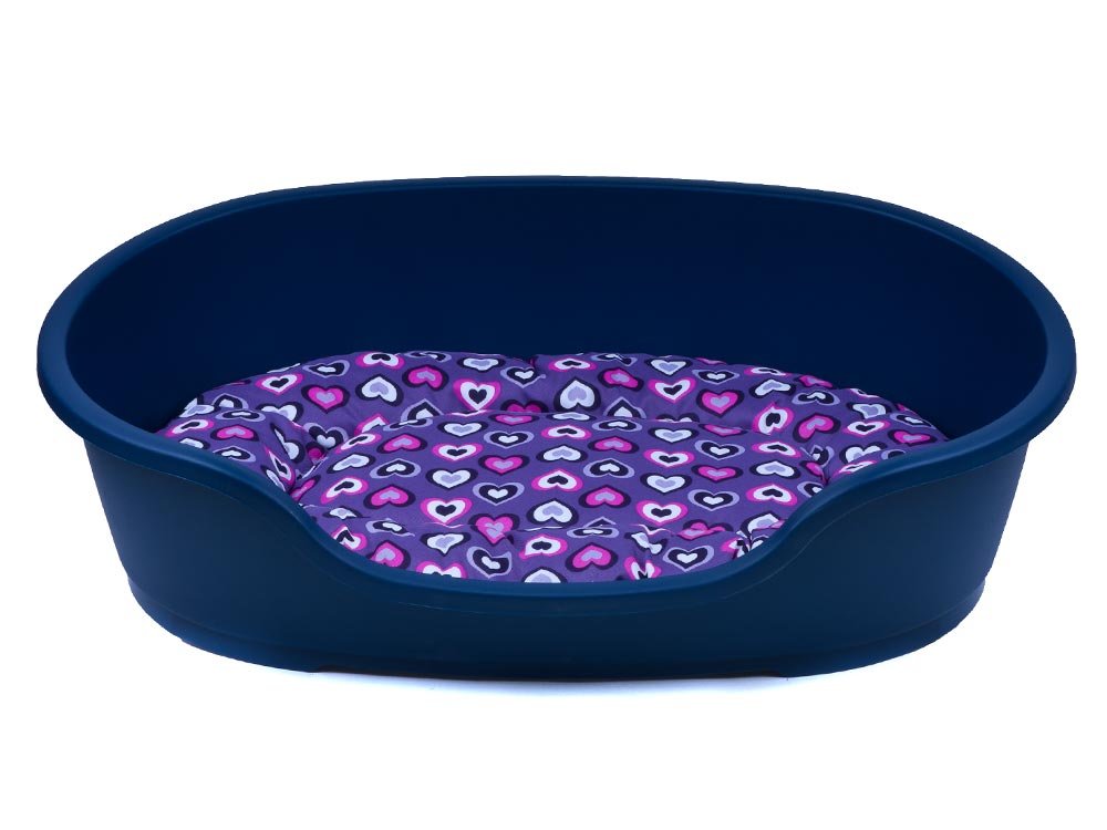 adena Hundekorb 92 x 61 cm blau + Kissen Herzen lila