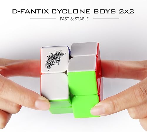 Miniatura 8 de Cubo de velocidad D-fantix Cyclone Boys 2x 2 con etiquetas permanentes rompecabezas mágico de cubo 2 pulgadas