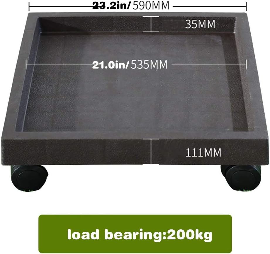 Planter Caddies,19.6in Round Metal Plant Caddy Pot Movers,Indoor Outdoor Planter Holder Trolley,Load Bearing:60-200kg,for Indoor,Outdoor, Home, and Garden,Gray,Brown,Square