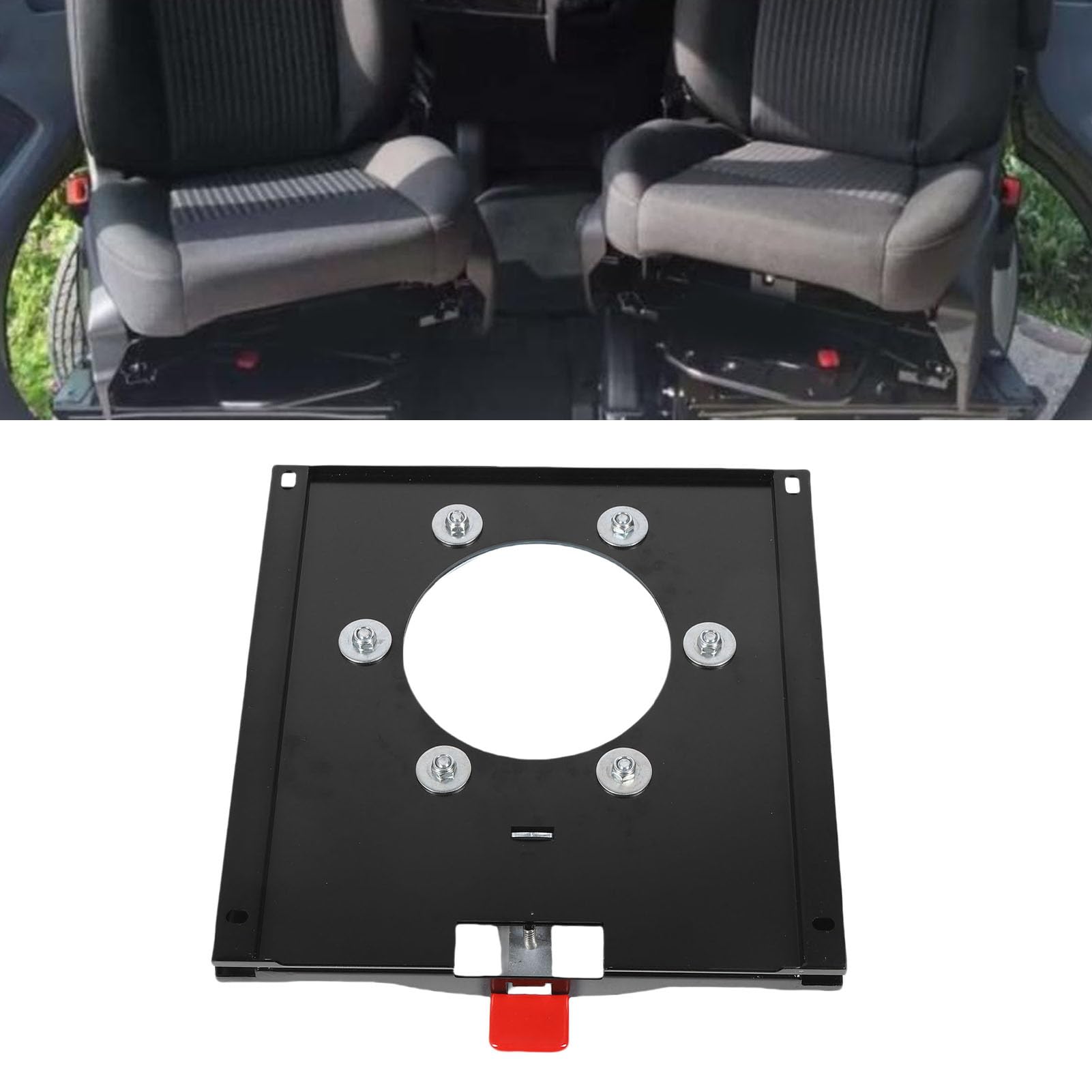 Drfeify Base Giratoria del Asiento Base Giratoria del Asiento de Acero Al Carbono Rotación hacia Adelante y Atrás de 360 ​​grados Recubrimiento en Polvo Negro con Herrajes para Asientos del
