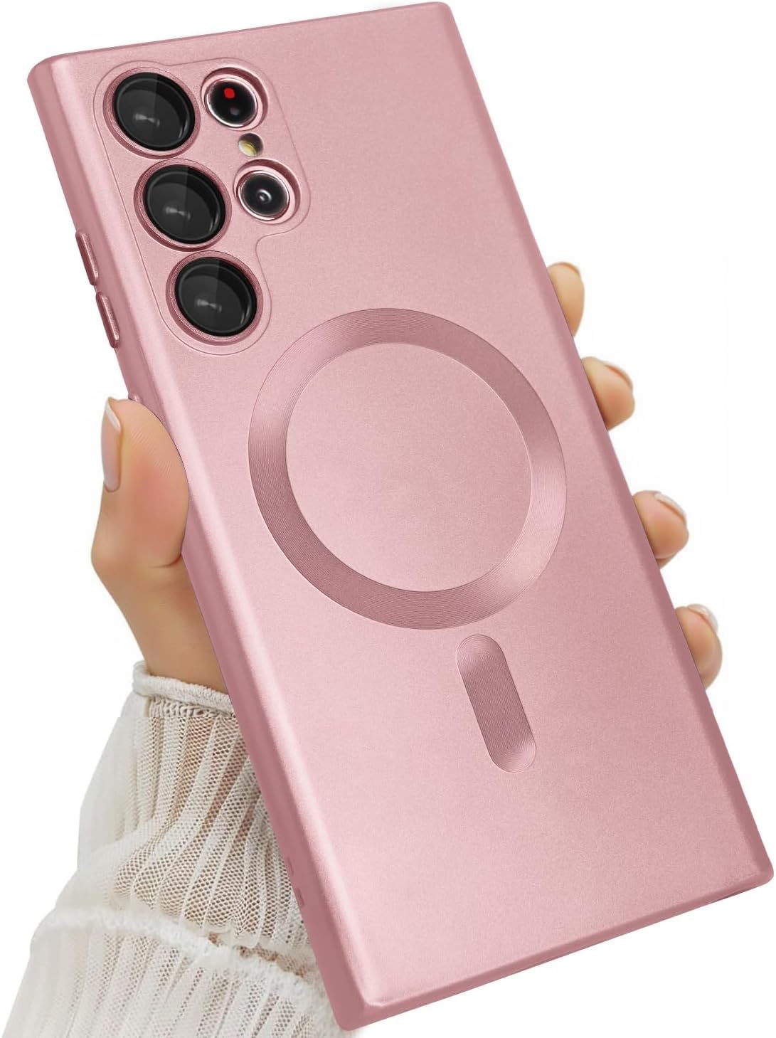 Amzfield Magnetic for Samsung Galaxy S22 Ultra Case for Women Men Girls [Compatible with MagSafe] [Camera Lens Protector] Matte Cute Slim Soft