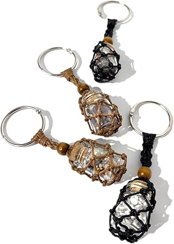 Miniatura 6 de CIFIBIFUN Llavero de cristal hecho a mano, botella de deseos de cristales naturales, bolsa de cuerda, protección Fengshui con encanto curativo