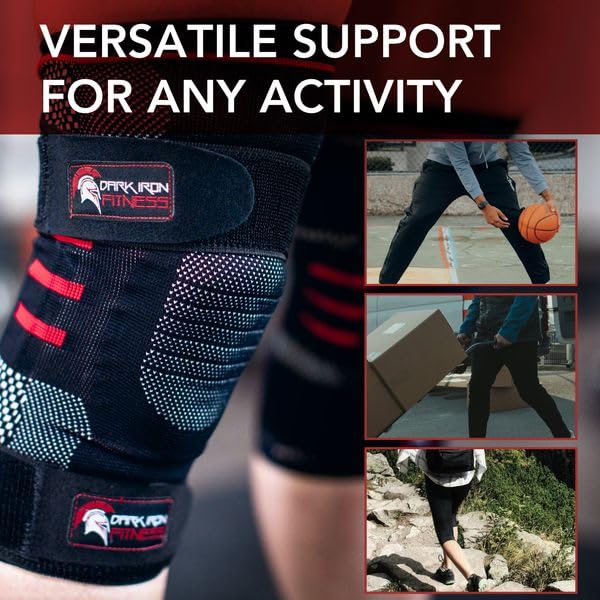 Miniatura 6 de Dark Iron Fitness Rodillera para levantamiento de pesas, extra grande, acolchadas, mangas de compresión estabilizadoras para levantamiento de pesas
