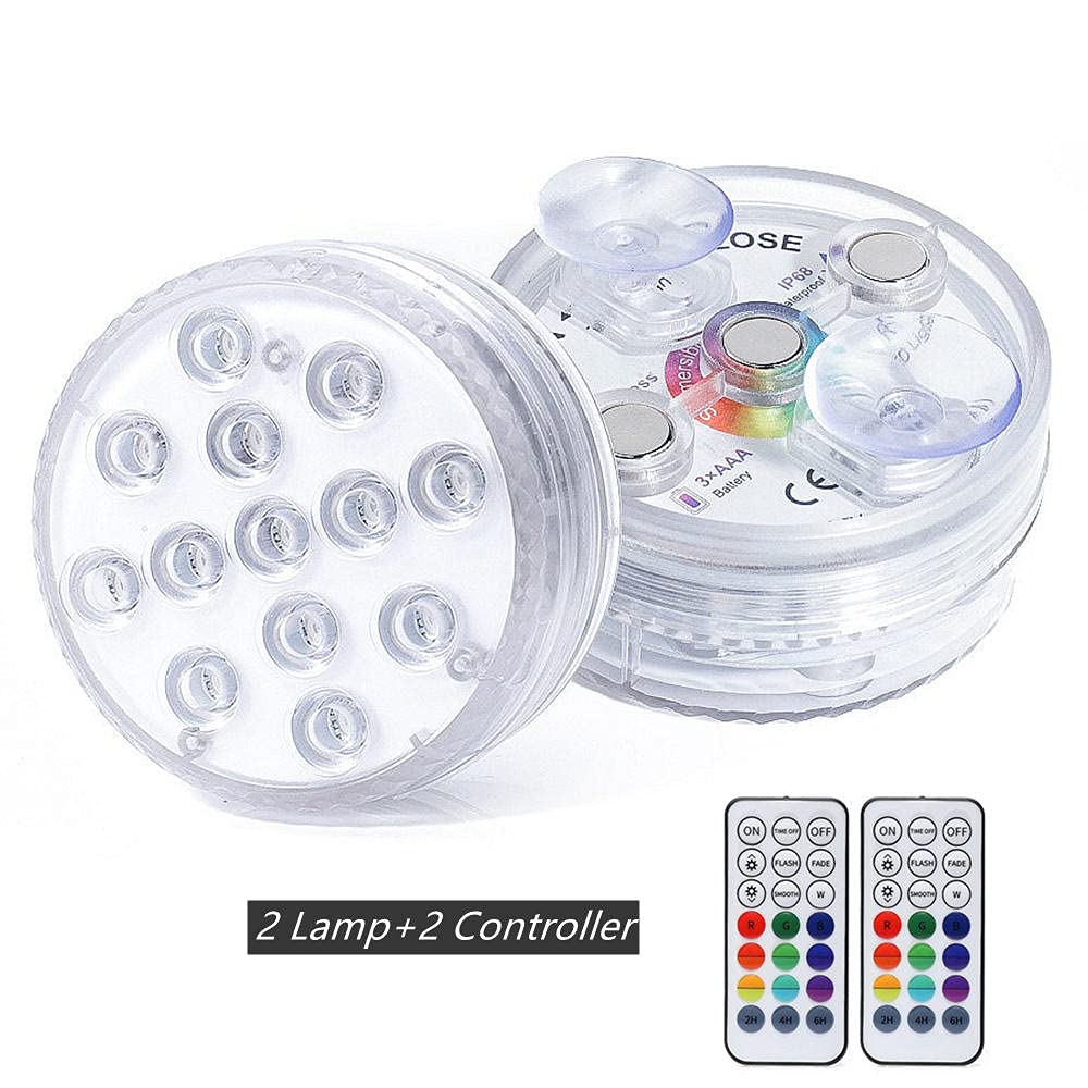 13 LED RGB Sommible Light with Magnete e ventosa Piscina luce sott'acqua acquario stagno notte luce notturna-2 controller lampada 2