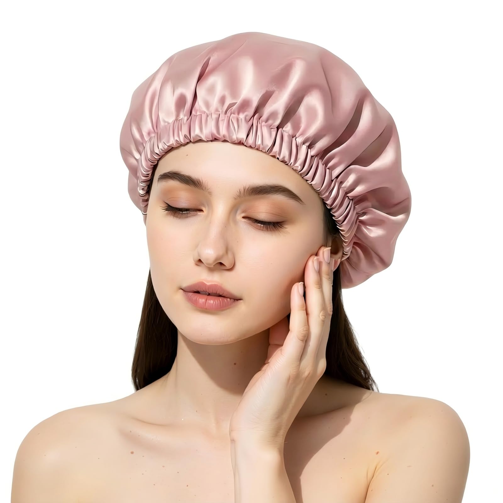 Aurenity Seidenhaube zum Schlafen 100% Echte Maulbeerseide 6A 19 Momme - Doppelschicht Schlafhaube Seide Haarhaube für die Nacht - Bonnet Seide Silk Bonnet für Lange Haare Locken Damen