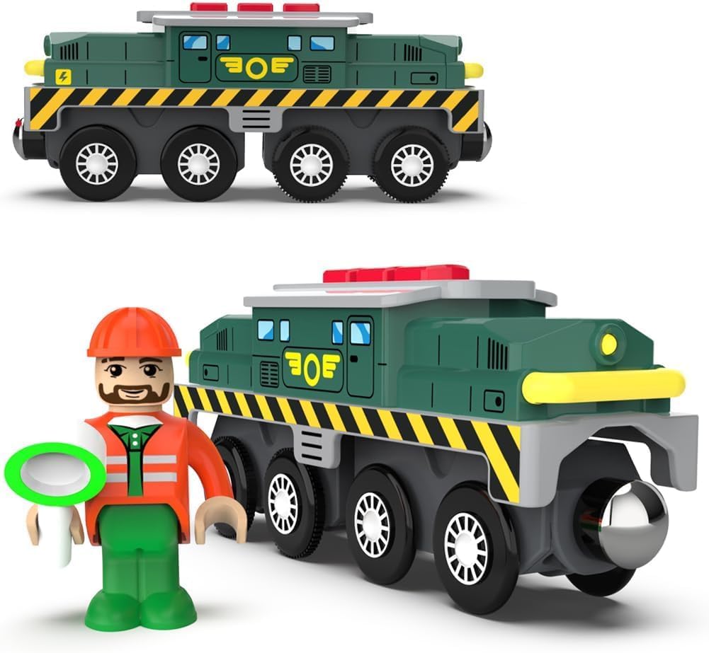 TOPLIVING Battery-Powered Action Locomotive Train Set (Magnetic Connection) - Powerful Locomotive Ball Track Set Compatible With Thomas, Brio, Chuggington - Train Toy For Toddlers