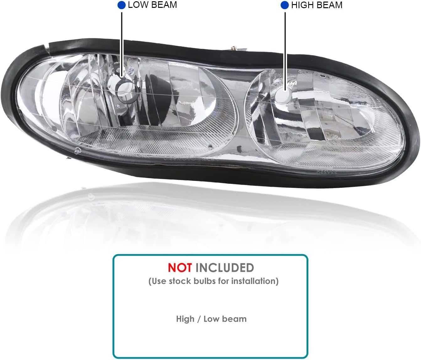 SPEC-D TUNING Chrome Clear Headlights Compatible with 1998-2002 Chevy Camaro Z28 L+R Pair Head Light Lamp Assembly
