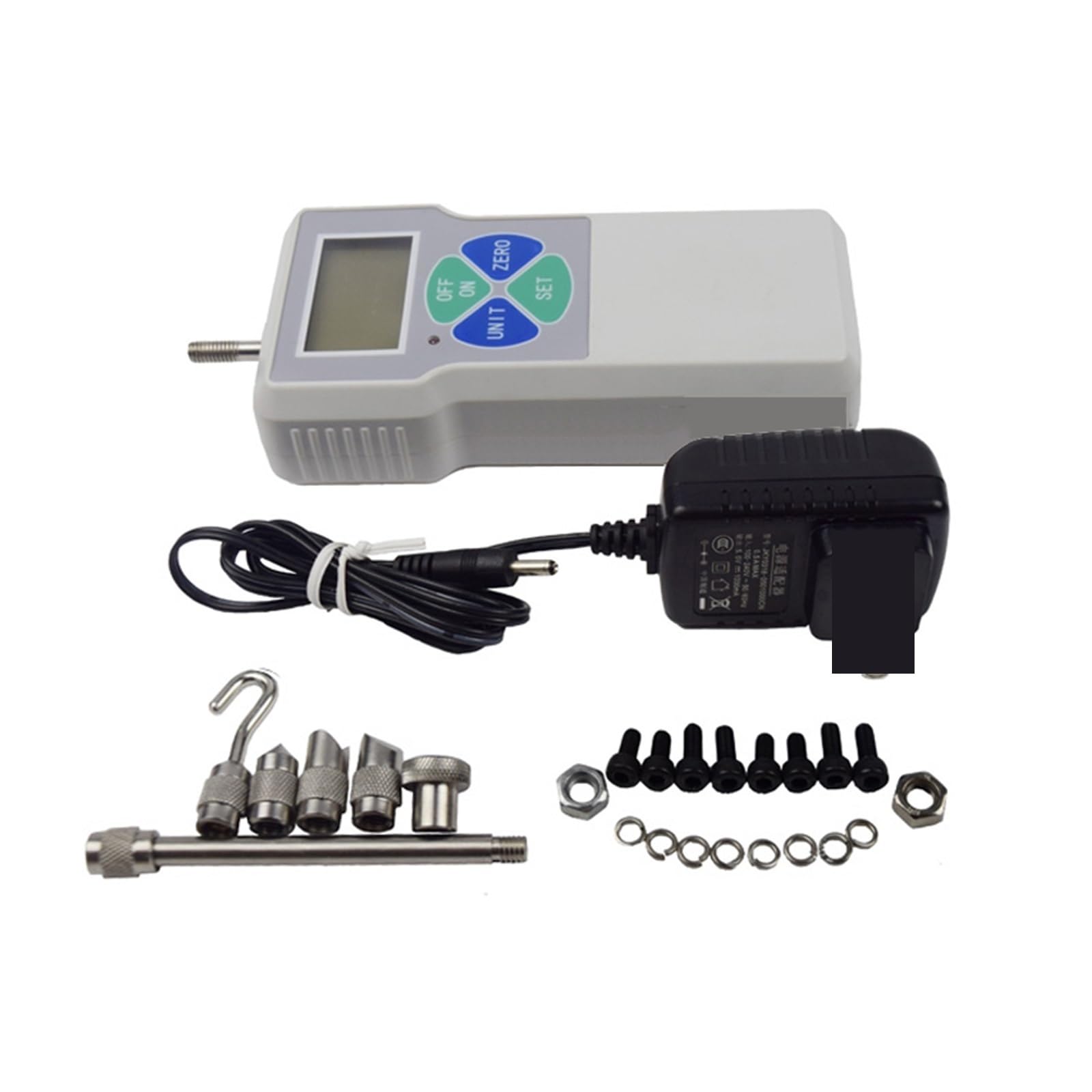 Medidor de fuerza digital 200N Force Tester Gauge Meter Medidor de fuerza digital Cuatro unidades Lb, N, Kg, Portable Pull Push Force Gauge Instrumento de medición Dinamómetro(SF-10)