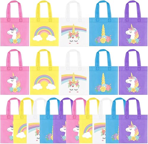 FHzytg 20 bolsas de regalo de fiesta de arcoíris, bolsas de regalo reutilizables de arco iris, bolsas de dulces para niños y niñas, suministros de