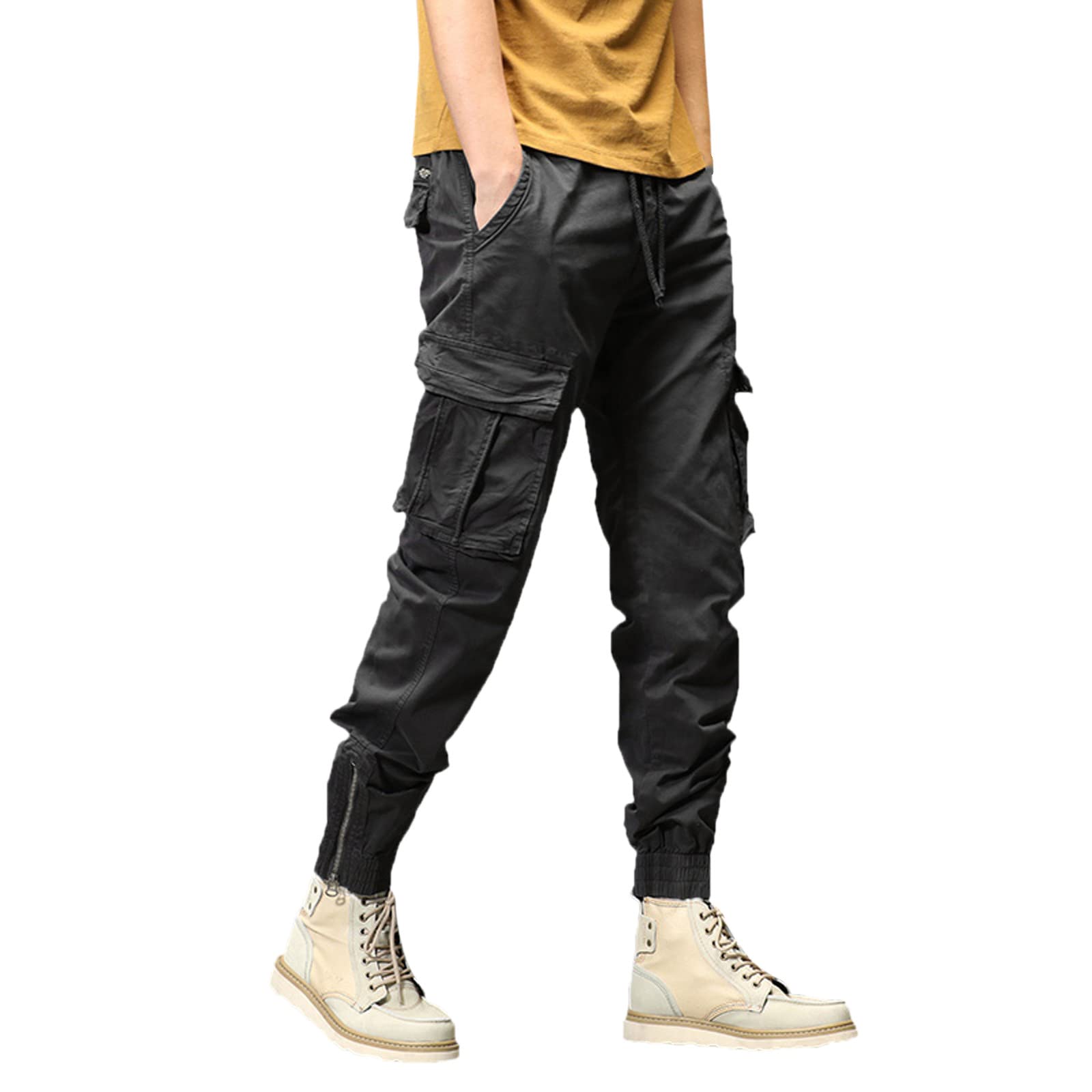 Pantalon De Travail Homme Hiver Militaire en Coton Poche Hommes Cargo avec Poches A Fermeture Eclair Jogging Shorts Et Bermudas pour Randonnée Voyage Loisirs Quotidien