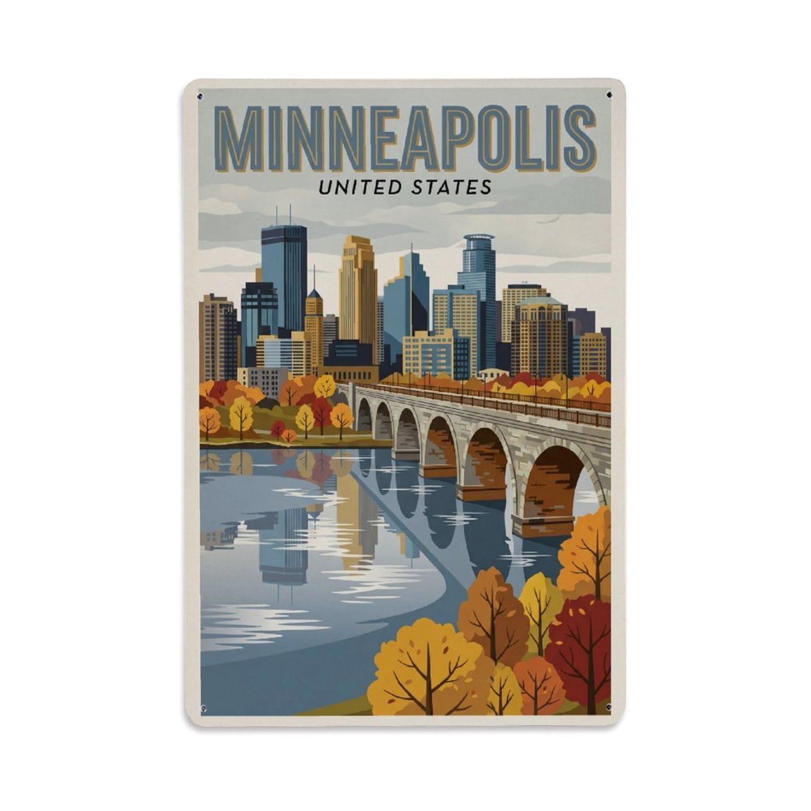 Retro USA Minneapolis Travel Metal Tin Sign