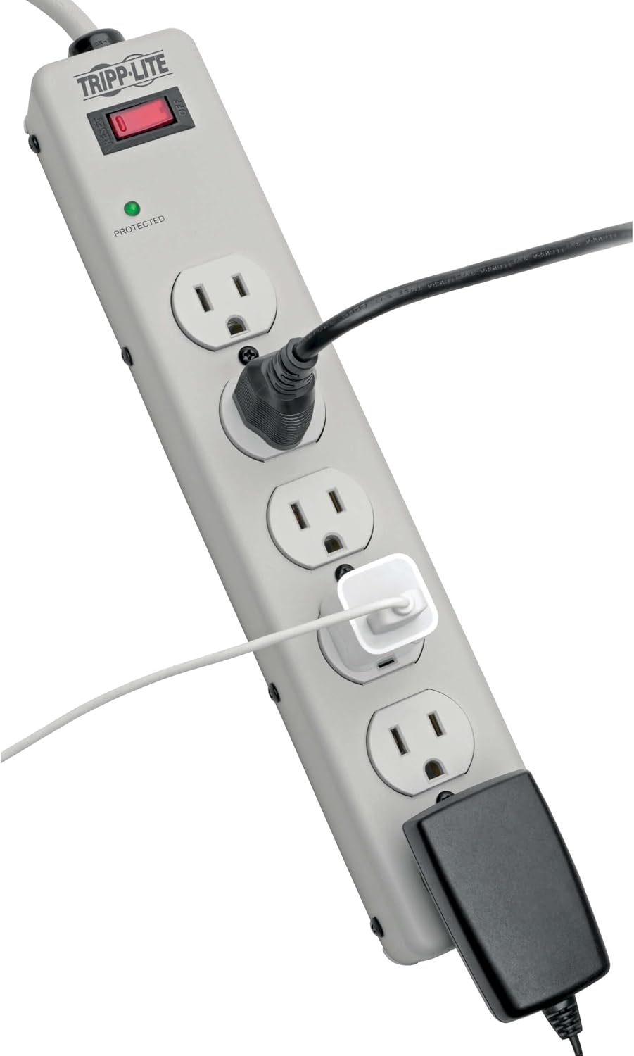 Tripp Lite 6 Outlet Surge Protector Power Strip, 6ft Cord, Metal, Lifetime $75,000 INSURANCE & WARRANTY (TLM606HJ)
