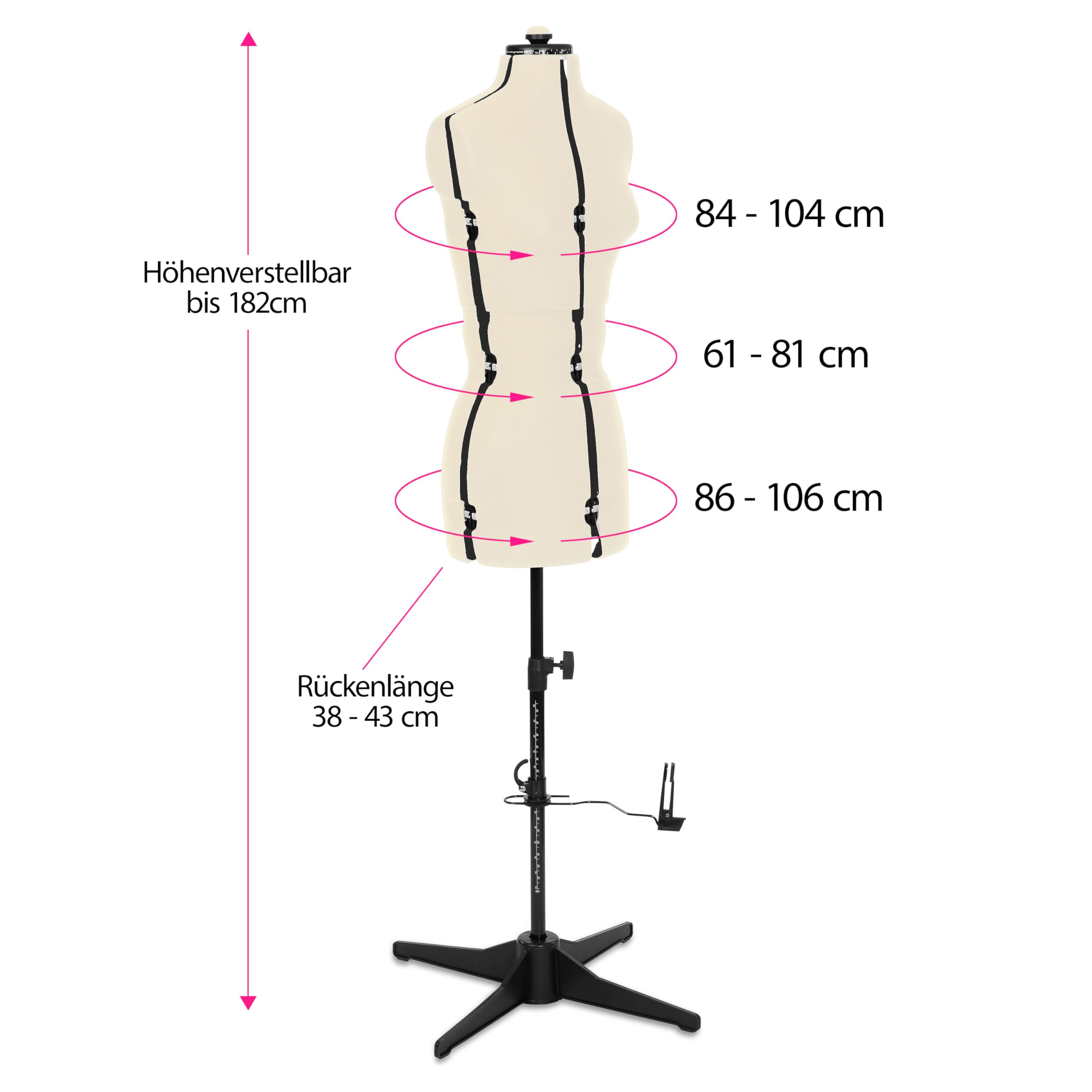 Schneiderpuppe Supa Fit Damen Gr. S (34-42), weiblicher Torso, Büste, verstellbare Drehregler, individuelle Anpassung an Hals, Taille, Brust, Hüfte (beige, S)