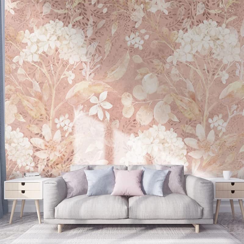 Photo Murale Peint À La Main Rose Plantes Arbres Feuilles Papier Peint 3D Salon et Chambre