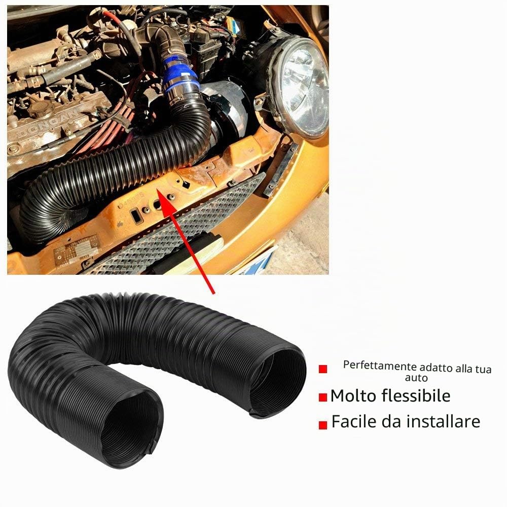 Tubo di Aspirazione Auto Universale Tubo di Espansione Flessibile con Presa d'aria Modificata 63mm 76mm (63mm)