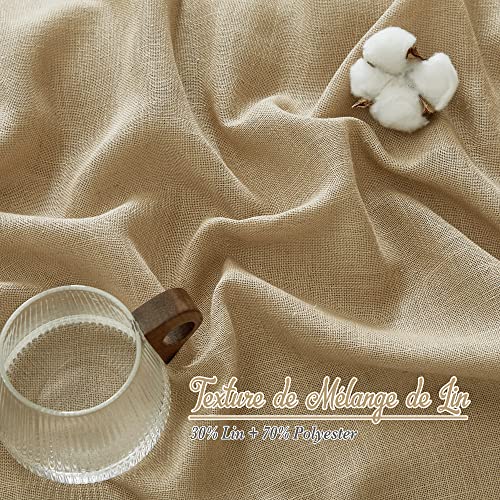 NICETOWN Linen Brown Curtains & Drapes Privacy with Light Filtering, Grommet Flax Linen Burlap Window Treatments Vertical Drapes for Bedroom/Living Room, W52 x L84, 2 Panels