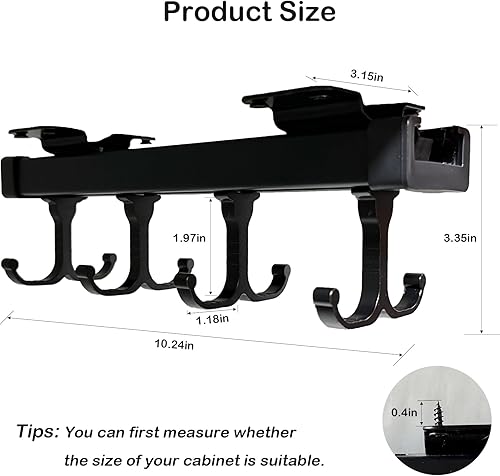Miniatura 4 de XRMAO Soporte para tazas debajo del gabinete, soporte extraíble para taza de café, soporte colgante para taza de café para barra de café, estante