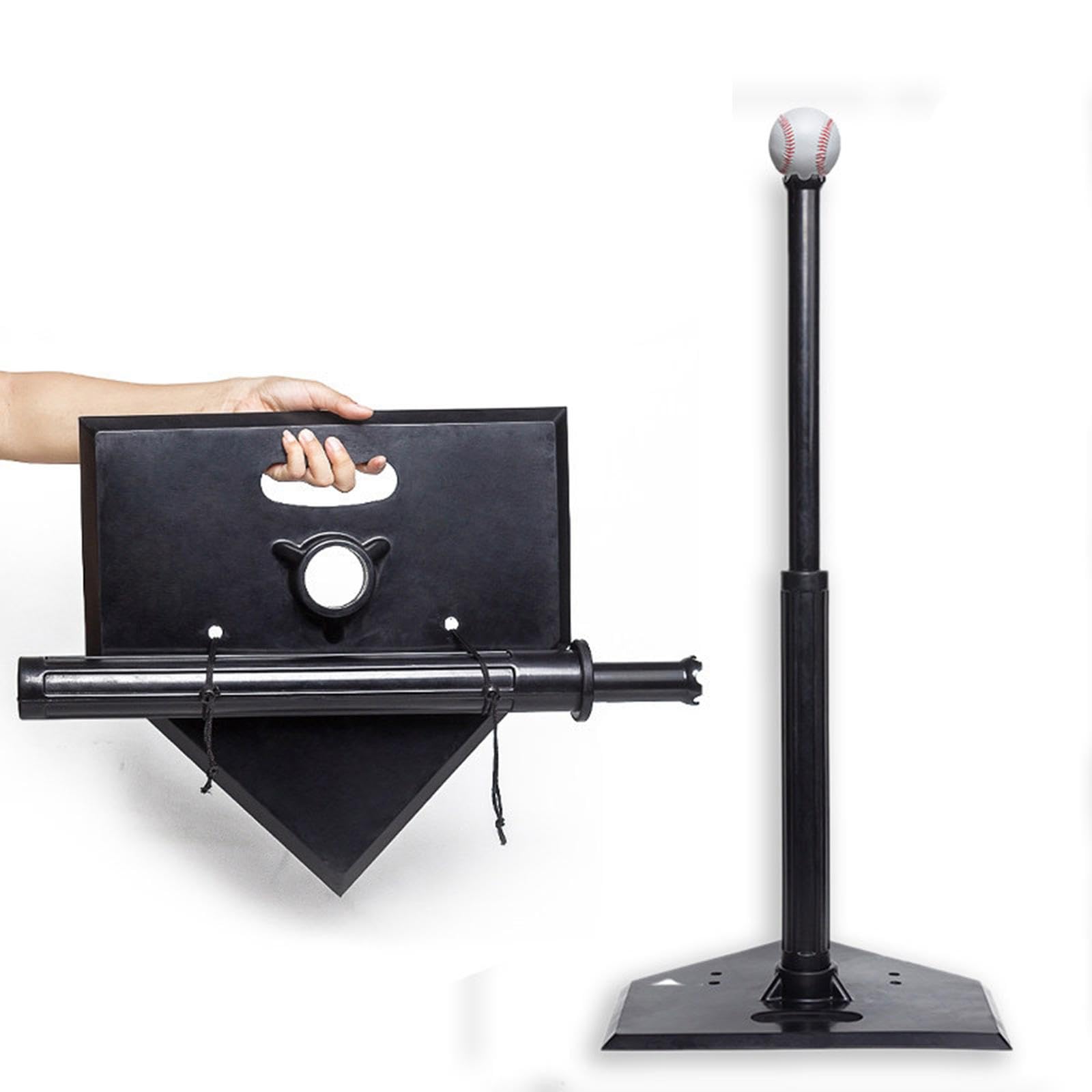 Perfeclan Baseball tee Soporte Entrenamiento Bateo Ajustable Herramienta Goma PVC Portátil Resistente Fácil Montaje Adecuado para Niños Adultos Formación