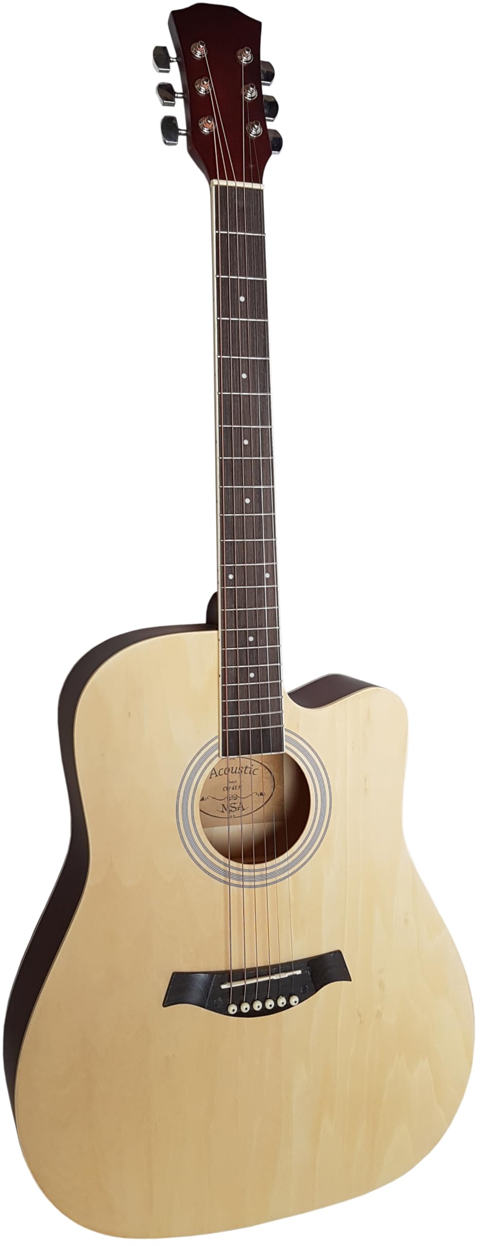 4/4 guitare acoustique adulte nature avec accessoire, set sac, cordes, plectre, accordeur