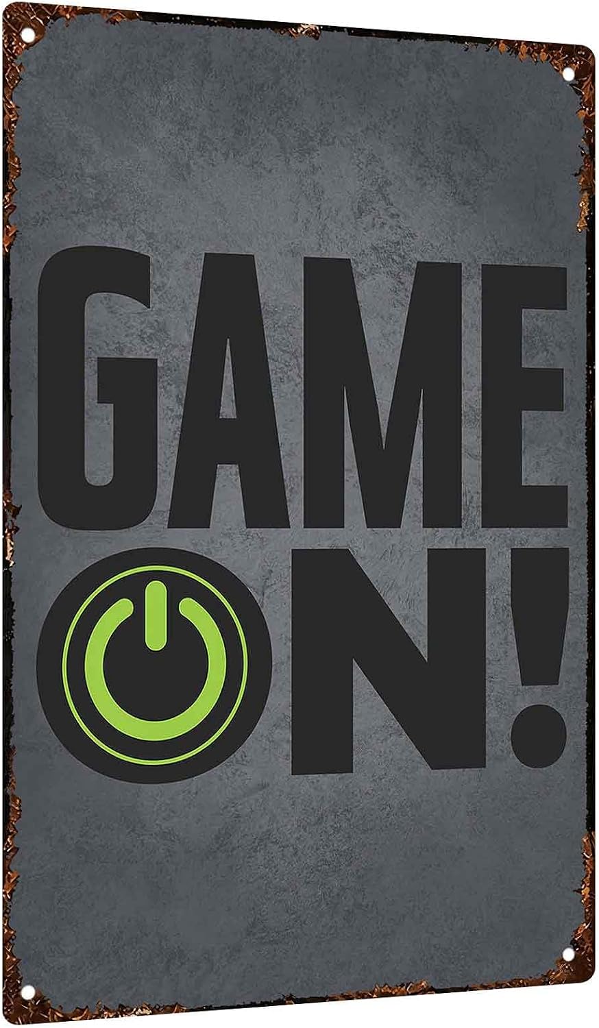 Game On Power Symbol Room Metal Sign 8 x 12 Inch