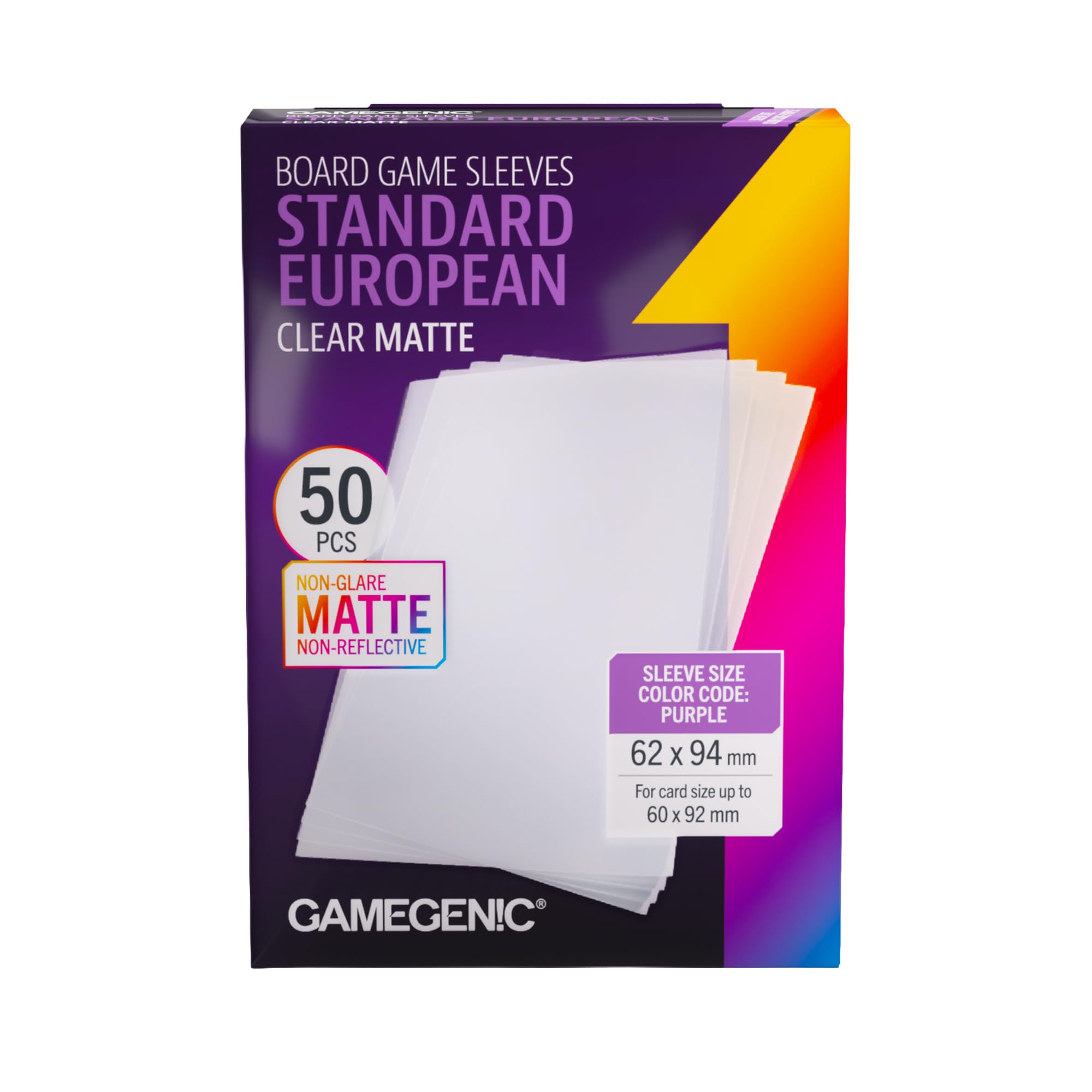 Gamegenic Board Game Sleeves: Standard European Size - Purple Color Code